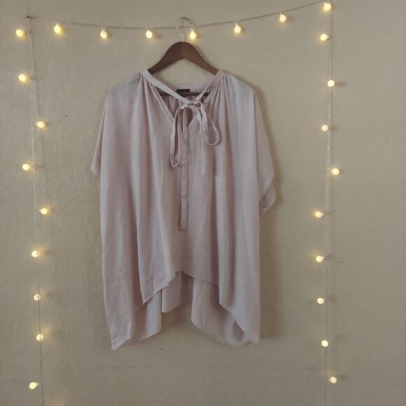 Sen Flowy Blush Pink Blouse Tie Neck One Size - Picture 1 of 9
